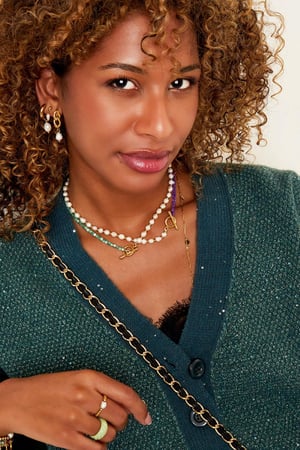 Necklace pearls/beads Purple Stainless Steel h5 Picture2